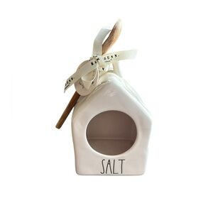 Rae Dunn Cream Salt Cellar with Wooden Spoon
